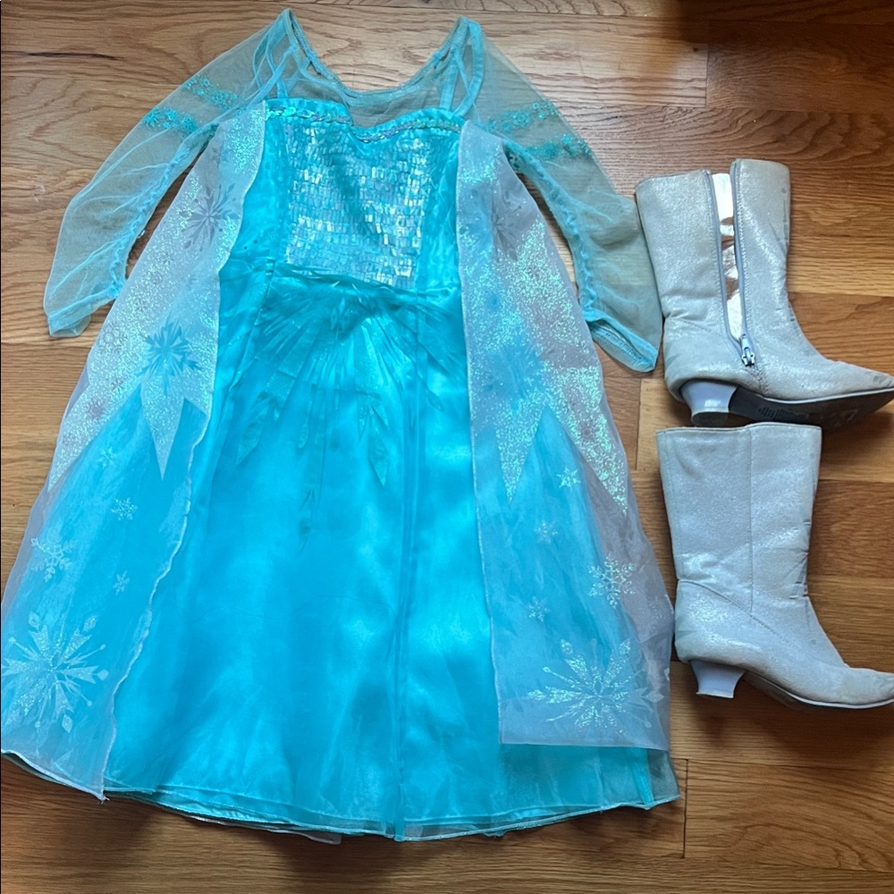 Kids Elsa Costume with Boots bundle